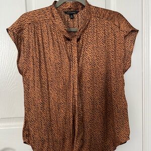 Banana Republic Brown and Black Patterned Blouse